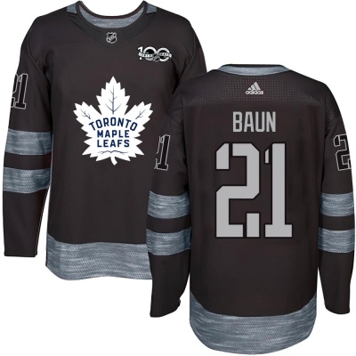 Men's Bobby Baun Toronto Maple Leafs 1917- 100th Anniversary Jersey - Authentic Black