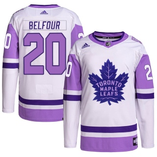 Men's Ed Belfour Toronto Maple Leafs Adidas Hockey Fights Cancer Primegreen Jersey - Authentic White/Purple