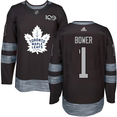 Men's Johnny Bower Toronto Maple Leafs 1917- 100th Anniversary Jersey - Authentic Black