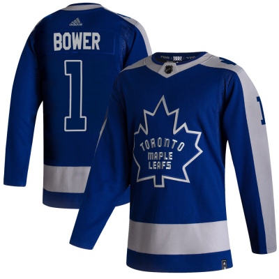 Men's Johnny Bower Toronto Maple Leafs Adidas 2020/21 Reverse Retro Jersey - Authentic Blue