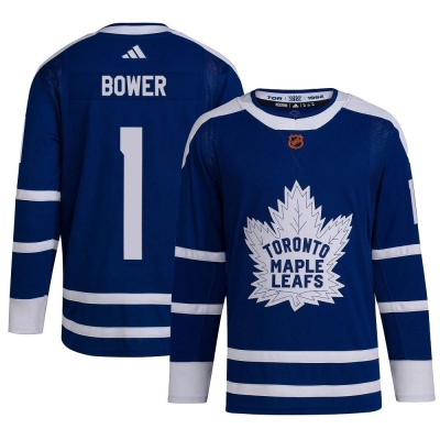 Men's Johnny Bower Toronto Maple Leafs Adidas Reverse Retro 2.0 Jersey - Authentic Royal