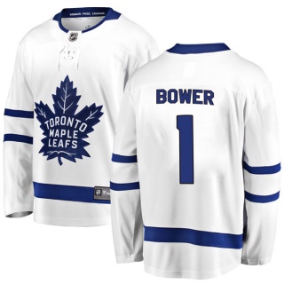 Youth Johnny Bower Toronto Maple Leafs Fanatics Branded Away Jersey - Breakaway White