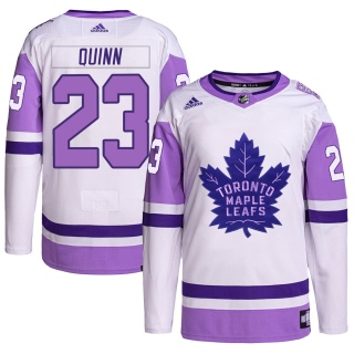 Youth Pat Quinn Toronto Maple Leafs Adidas Hockey Fights Cancer Primegreen Jersey - Authentic White/Purple