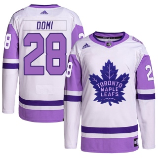 Youth Tie Domi Toronto Maple Leafs Adidas Hockey Fights Cancer Primegreen Jersey - Authentic White/Purple